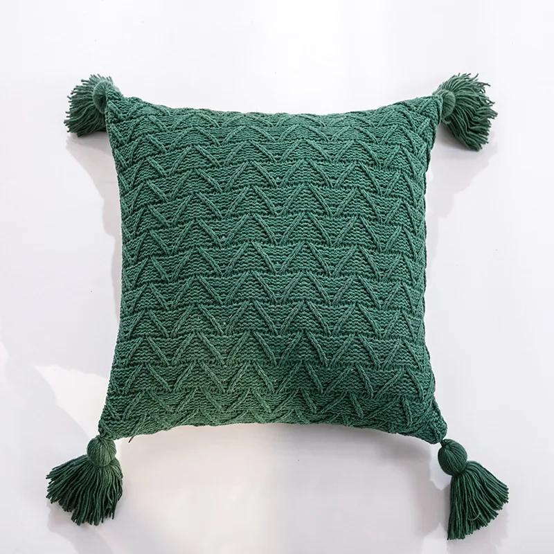 REGINA Cute Tassels Chenille Pillow Case Nordic Bed Knitted Pillow Cover Fall Home Decorative Pillowcase Sofa Soft Cushion Cover