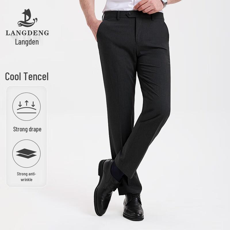 Langdeng Men s Cooling Straight Fit Wrinkle-Resistant Dress Pants 35 (89.5CM)