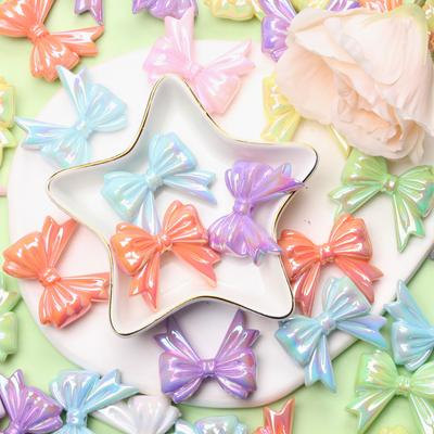 For Crafted 6Pcs DIY Findings Bowknot Beading Neclace Bracelet Acrylic 32.3*36.6mm Big Bow Loose Beads Jewelry Making Handcrafted
