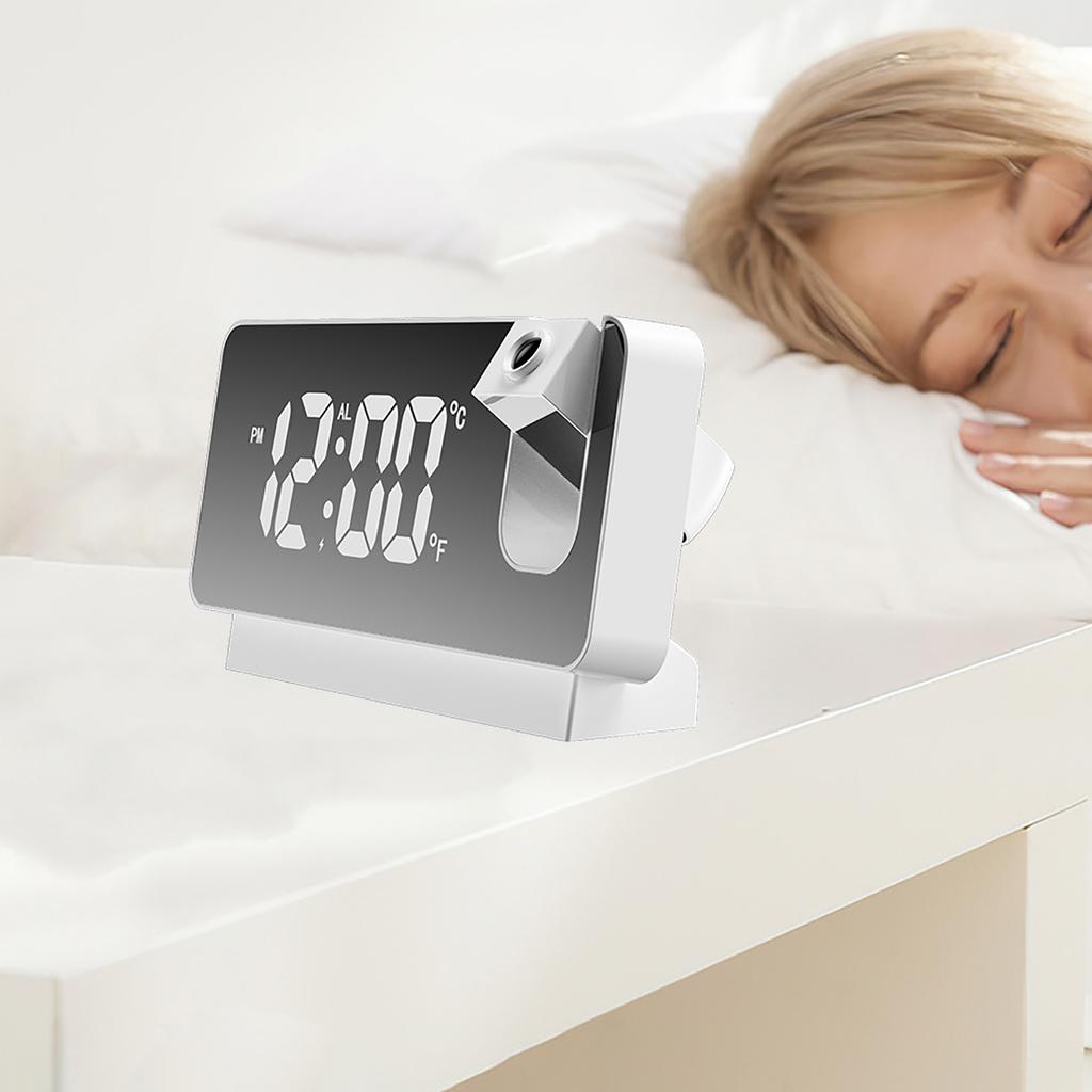 Projection Alarm Clock Large Display Versatile Silent Luminous Design USB Bedside Digital Projection Alarm Clock for Home Bedroom