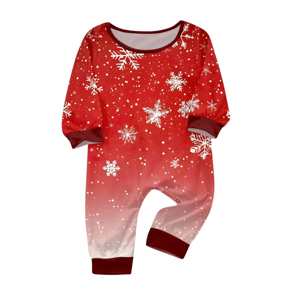 Christmas Print Family Matching Pajama Set Long Sleeve Round Neck Sleepwear for Parent and Kid