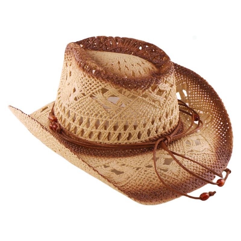 Hollow cowboy hat Panama straw hat sunshade big edge sunscreen beach hat women's summer jazz hat tide