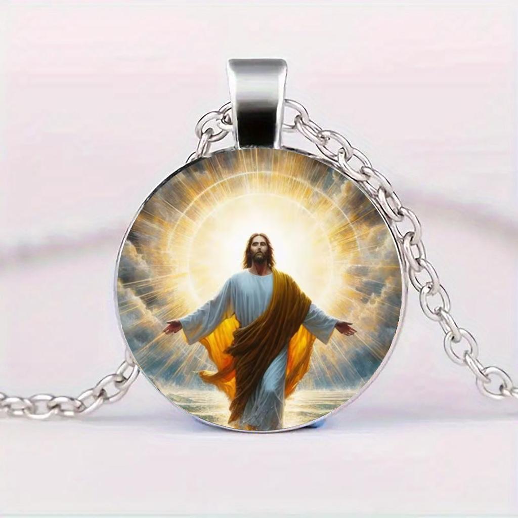 A Jesus necklace faith holy guardian necklace glass pendant suitable for daily wear unisex