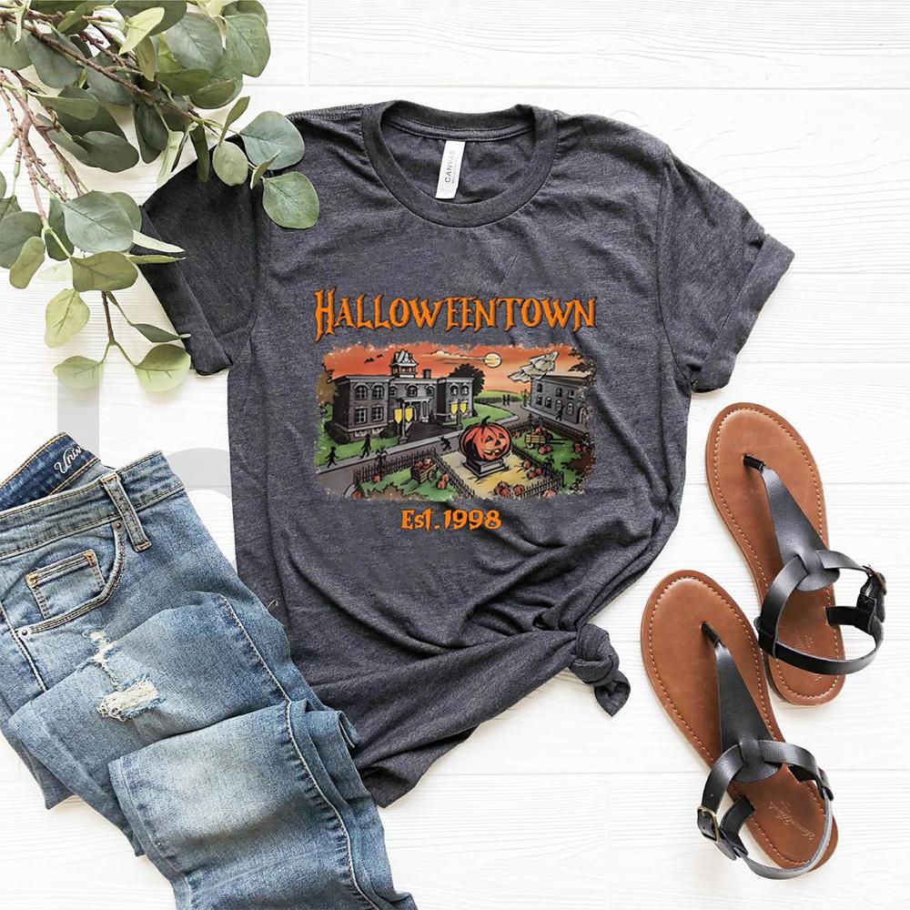 Halloweentown Est 1998 Tshirt Halloweentown University Shirt Halloween Party Tees Fall Pumpkin Graphic Tee Retro Halloween Tops
