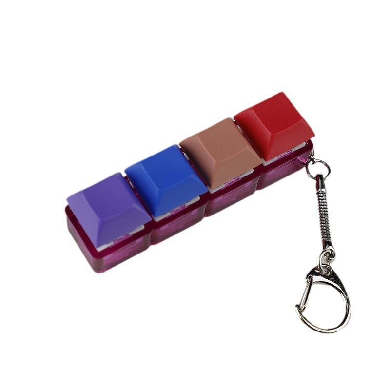 4-Keys Mechanical Keyboard Key Toy Keychain Party Stress Relief Diy Fidget Button Keycap Fidget Keyboard Toys Finger Keyboard