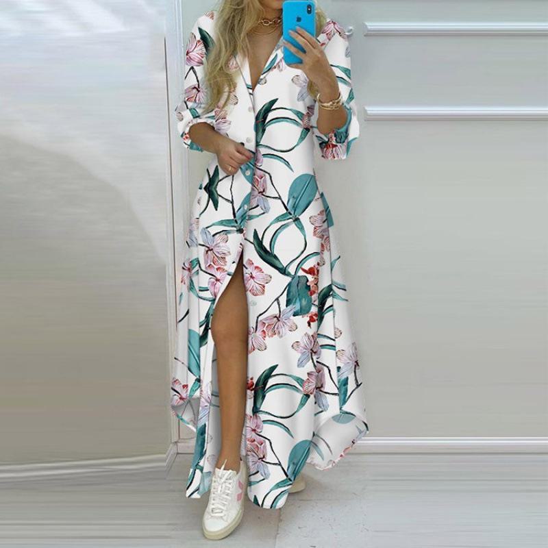 Europäisch Amerikanisches Sexy Hemd Langer Rock Kleid für Frauen, Heiße Frühling/Sommer Mode