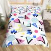 Retro 80s Style Bedding Set Twin King Size Abstract Geometric Pattern Duvet Cover Set Microfiber Circle And Triangle Quilt Cover