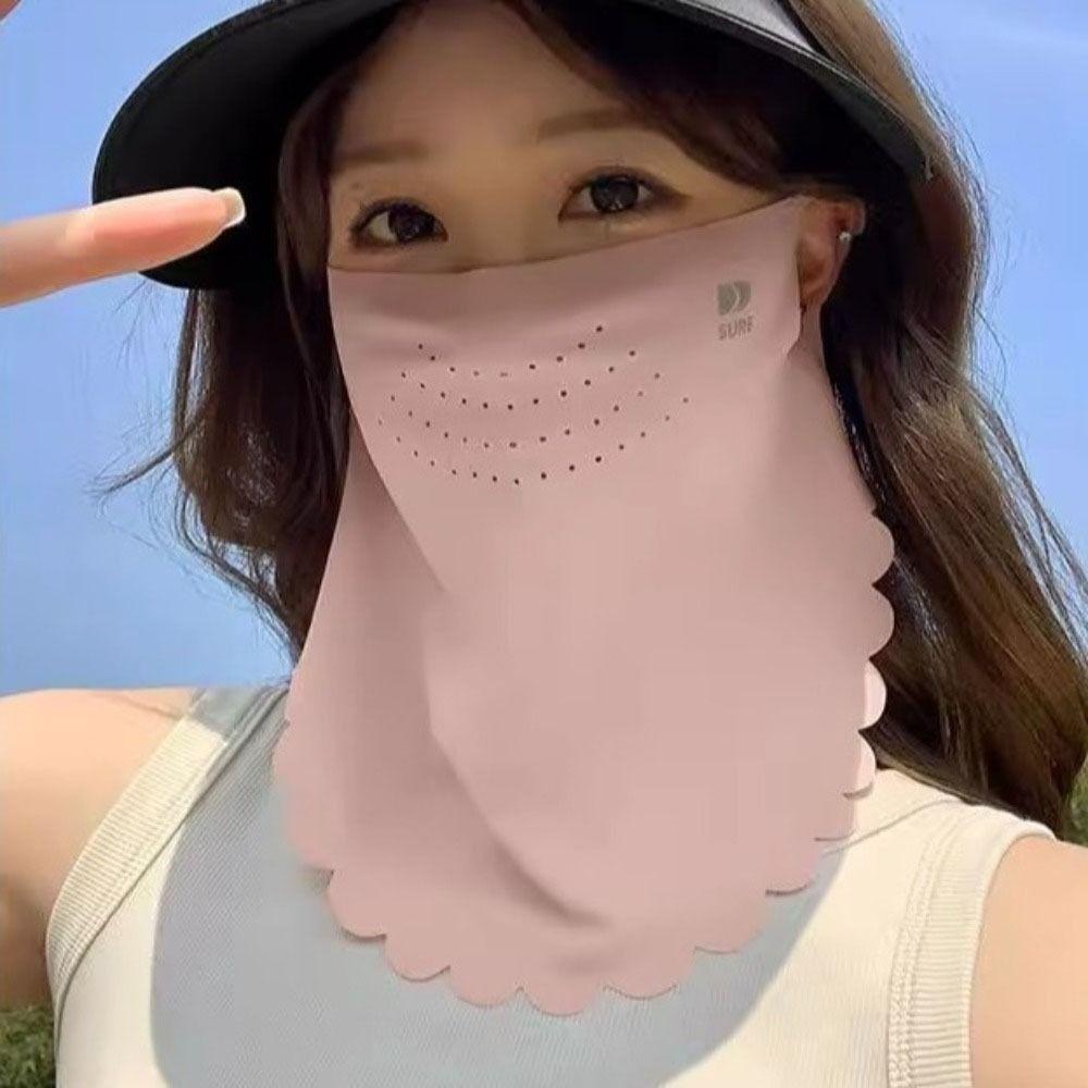 Summer Face Scarves Sunscreen Mask Solid Color Sunscreen Face Scarf Elastic Neck Wrap Cover Women
