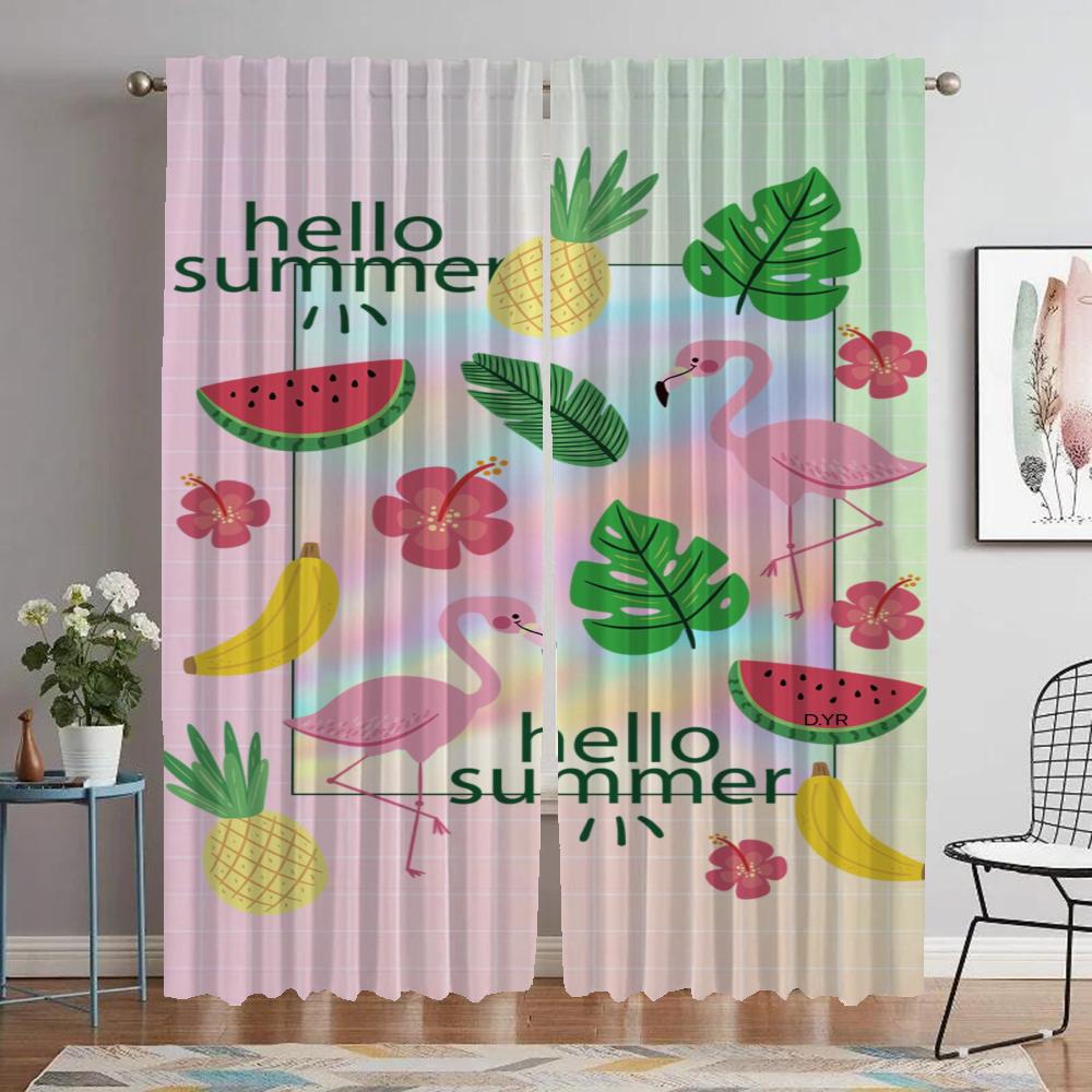 Flamingo Curtains for Living Room Curtain for Room 2 Panel Home Interior Curtains Shades Halloween Decoration Partition Kitchen