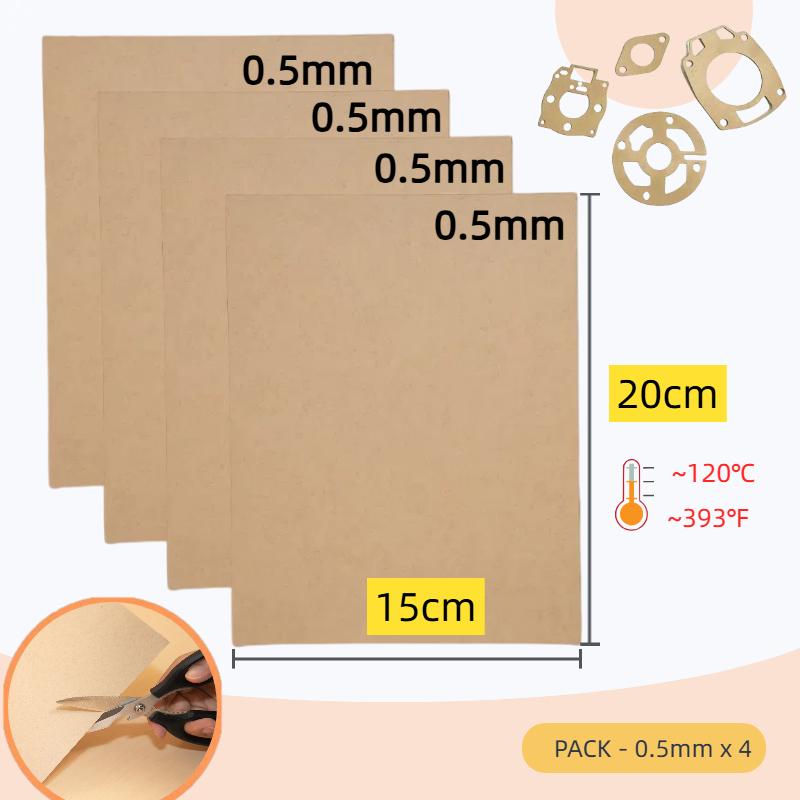 Packningspapper 0,5 mm x 4|Rivtåligt Värmetåligt Oljebeständigt DIY Motorpackningar Skoter Motorcykel Gräsklippare Motorsåg