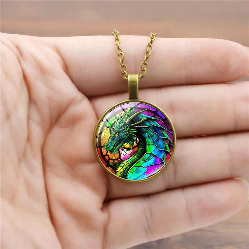 Neue einfache und modische Drachenmuster-Damen-Vielseitig-Retro-Schmuck-Anhänger-Halskette