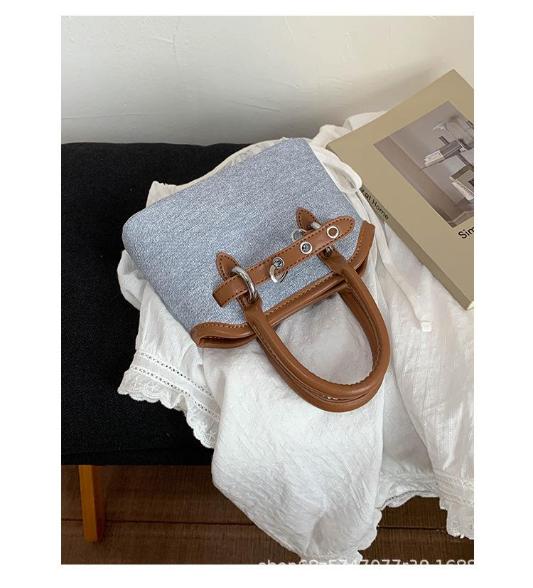 

Korean version of fashionable textured portable shell bag women s 2025 spring trend contrasting color versatile commuter shoulder messenger bag синий