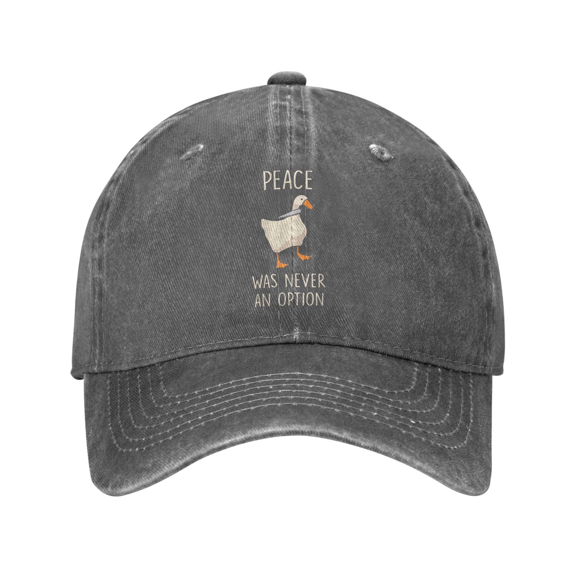 Goose Goose Peace Was Never An Option Denim Cap Casual Baseball Caps Adjustable Hat Summer Unisex Baseball Hats One Size