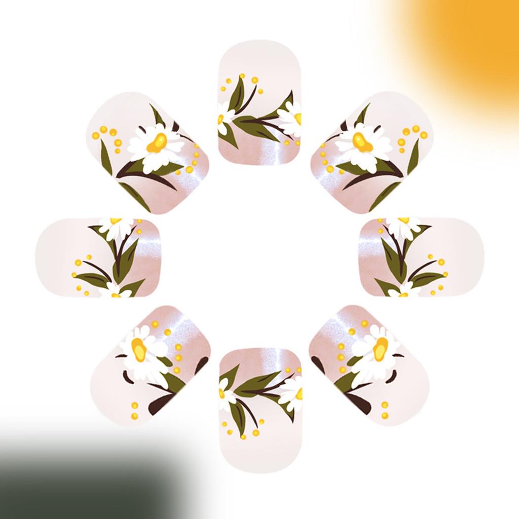 24 Stück French Tip Aufdrücknägel Kurz Quadratisch Falsche Nägel Blumen Acrylnagel Glitzernd Vollabdeckung Aufklebenagel