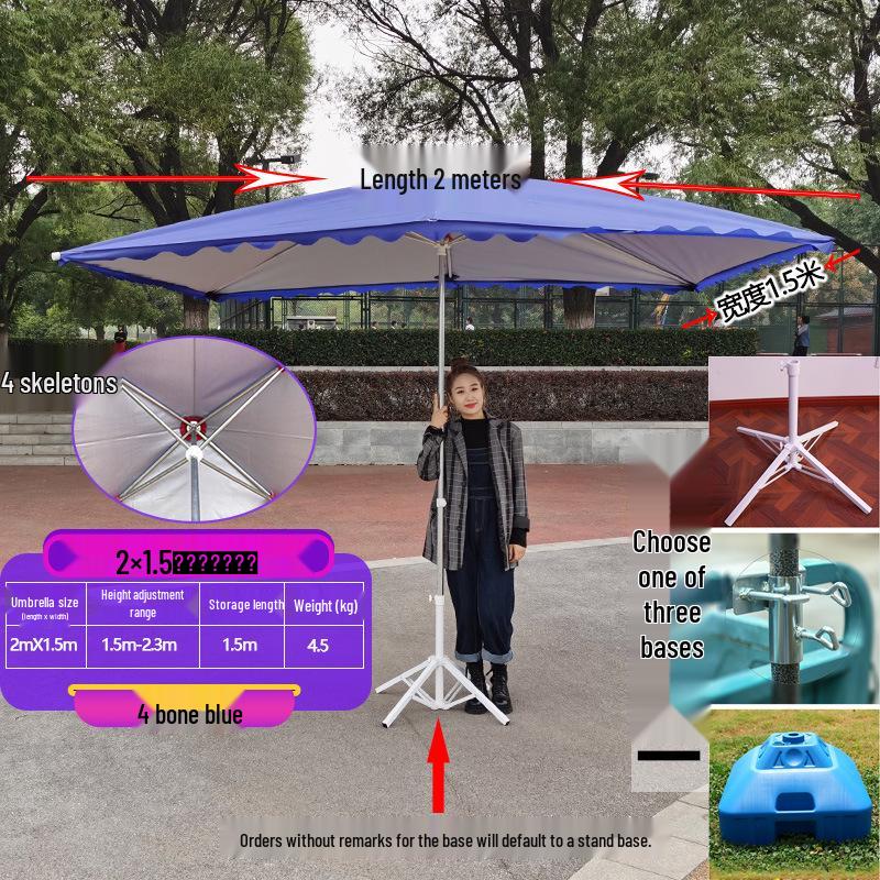 Large Outdoor Rectangular Sunshade Umbrella - Commercial Folding Awning for Courtyard