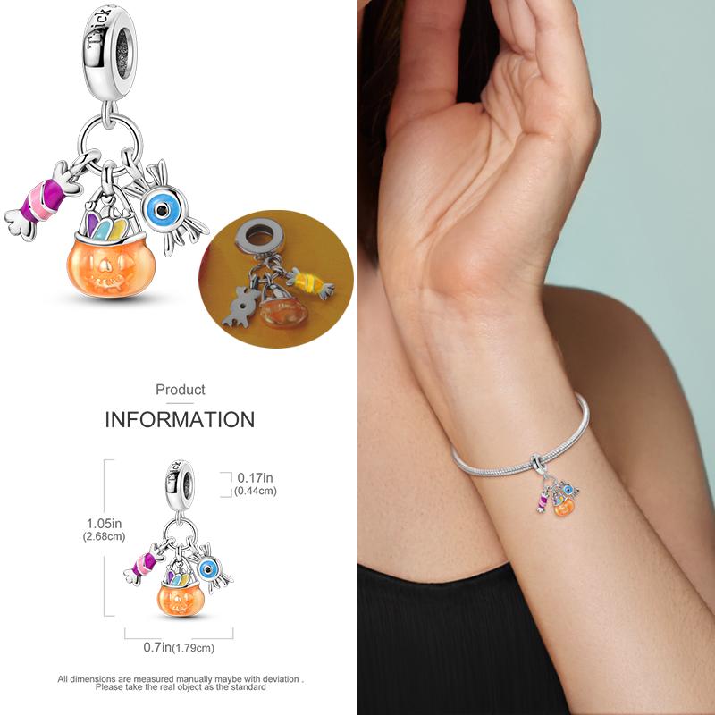 copper Charm Bead Charms Bead Charms Halloween Pumpkin Skull Collection Dangle Compatible With Authentic Bracelets Necklaces Women Do It Yourself Jewe
