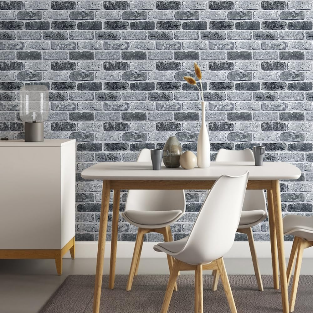 COMSTICKC 3D Brick Wallpaper, Heat Resistant, Waterproof, [10 Pieces] 30 x 30cm Nordic Style Ultra-Thin PVC Adhesive 3D Brick Wall Panels, 3D Wall Sti