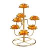 Buddhist Ghee Lamp Holder - Seven Stars Oil Lamp with Lotus Design for Temple Offerings and Everlasting Candle Display.