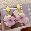 Fashion Classic Pink Color Crystal Enmale Earrings For Women Girls Exquisite Design Pendant Flower Ear Rings Jewelry Accessories