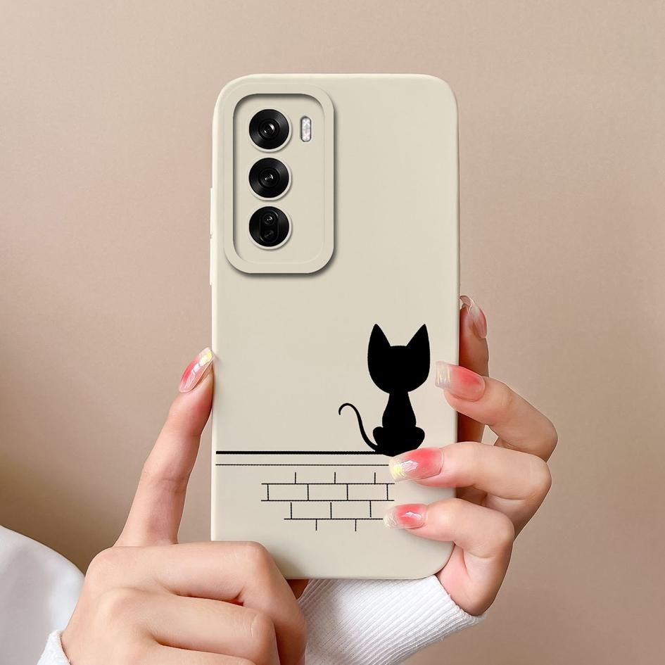 Silikonový kryt pro Oppo Realme C63 C61 Narzo N63 Reno12 Pro F 5G s kresleným vzorem kočky a sovy, odolný proti pádu, měkký silikonový chránič obrazovky pro telefon, pouzdro pro OPPO