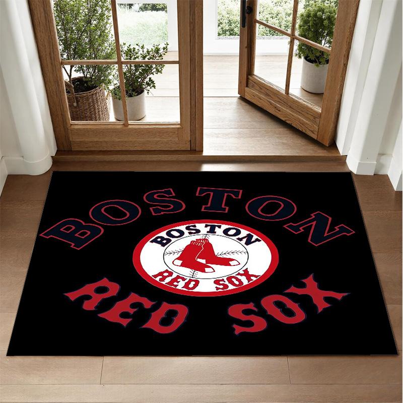 Boston Red Sox Design Crystal Velvet Rug Soft Decorative Mat for Bedroom Entrance