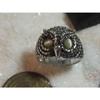 Used Handmade Silver 925 Owl Synthetic Cat Eye Ring No. 14