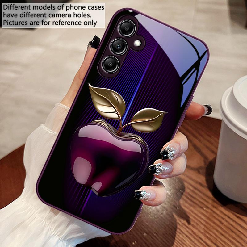 Stripe Gradient Apple Red For Samsung Galaxy A14 4G 20 30 52 20S 21S 22 32 33 34 42 50 51 53 54 70 71 72 73 5G Glass Phone Case