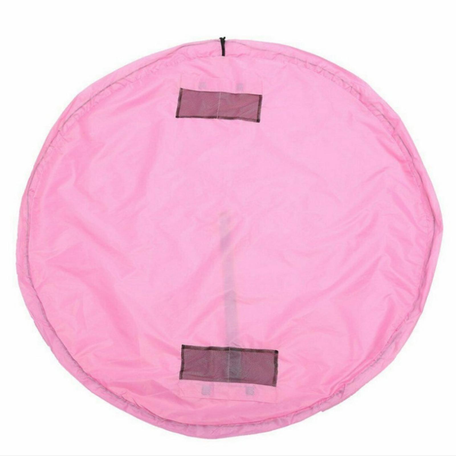 

Large Round Play Mat Storage Bag for Toys Quick Cleanup Portable Foldable Organizer for Kids Playroom and Nursery One Size розовый