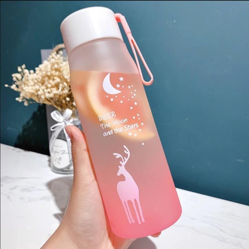 

580ml Water Bottle Portable Gradient Color Plastic Water Cup Outdoor Sports Leakproof Drinking Bottle