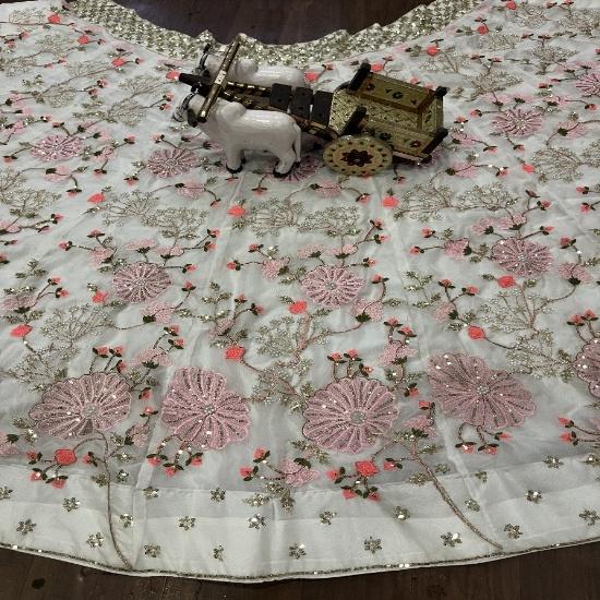 Designer White Floral Embroidered Lehenga Choli for Girls & Women