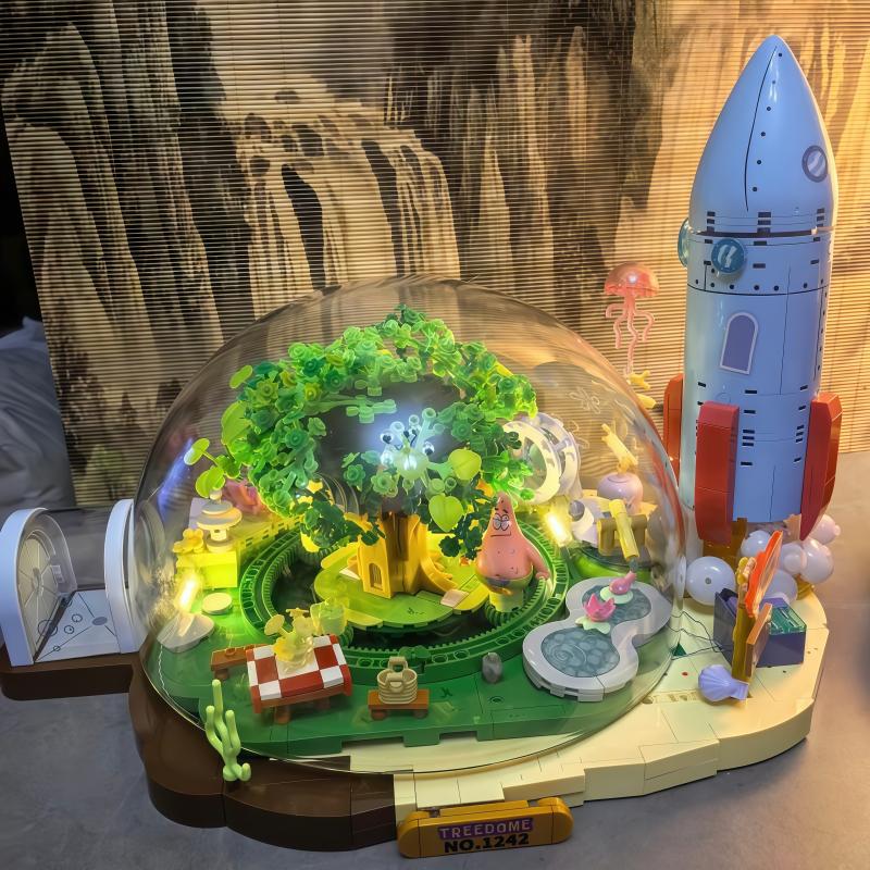 Areax Spongebob Squarepants Series Building Blocks Beach Dome Tree House Puzzle Toys Architecture Collection Children'S Gifts