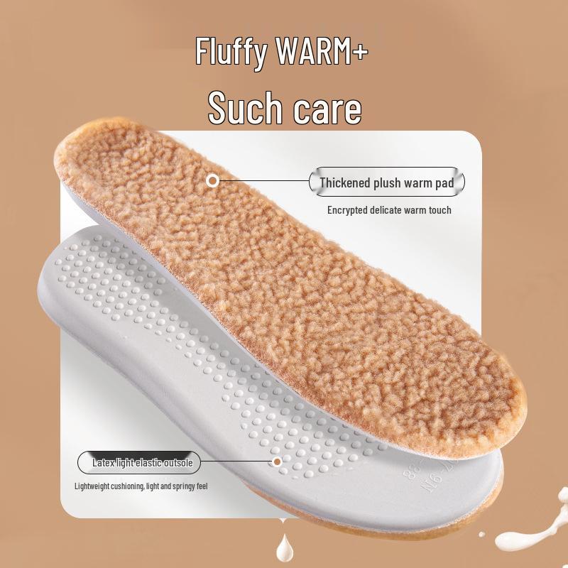 Unisex Winter Warm Lamb Wool Fleece Insoles - Thick, Soft, Breathable, and Sweat-Absorbent