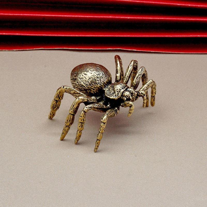 Animal Figurines Spider Statue Miniature Simulation Brass Antique Ornament Spider Tea Pets Craft Desktop Display Decoration for