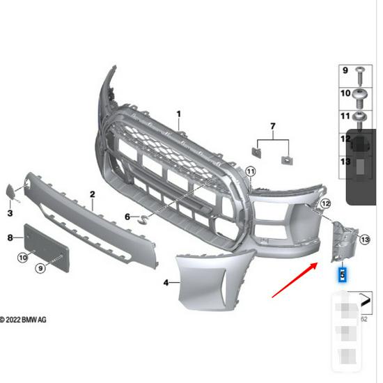 BMW Mini F55/F56 LCI Front Bumper Side Trim 51119450597/51119450598