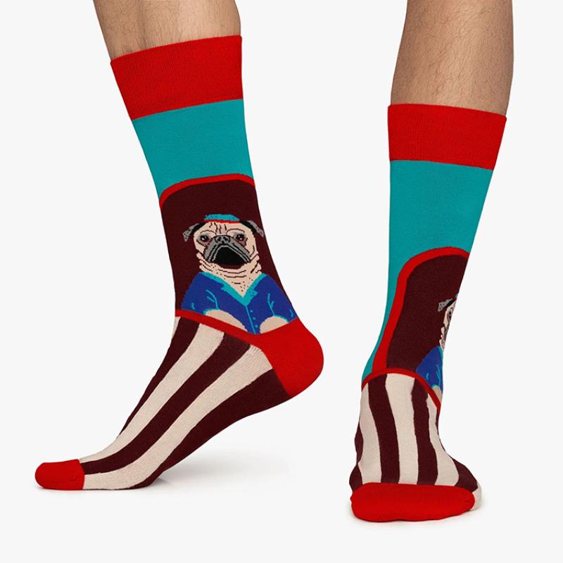 New Creative Cartoon Dog Ins Animal Trendy Socks Jacquard Cotton Socks Couple Mid length Fashion Skateboarding Socks