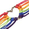 Gay Pride Heart Charm Multilayer Rainbow Rope Bracelet Bangle Lesbian Jewelry