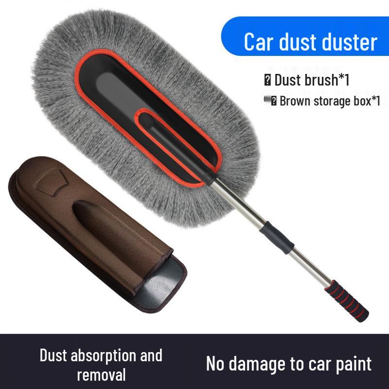 Retractable Car Wash Mop Brush for Wet & Dry Use - Bendable for Dust Removal, Gentle on Paint.