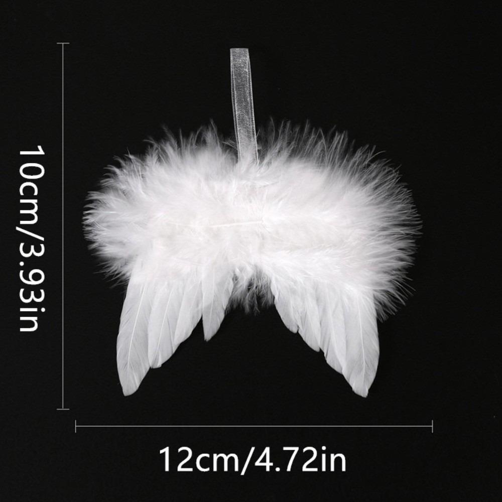 5Pcs White Feather Angel Wings Hanging Christmas Tree Ornaments Christmas Tree Decor