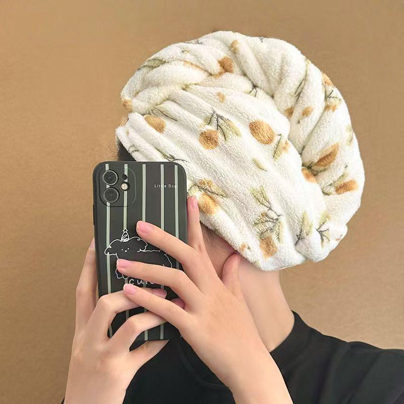 Cute Cartoon Capybara Plush Dry Hair Cap Good Absorbent Quick Dry Coral Velvet Shower Cap for Women Kid Kawaii Girl Hair Towel