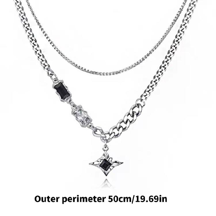 Trendy Unisex Double Layer Lucky Star Necklace Edgy Streetwear Design Couple Matching Jewelry Sturdy Alloy Material