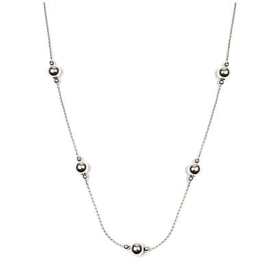[R3750] - Rhodium-plated Silver 'Marbles' Necklace - 45 Cm 6 Mm