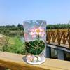 Gletscherstruktur Handbemalte Glas Tasse Blumen Design Bier Tasse Mode Saft Tasse Tee Zeit