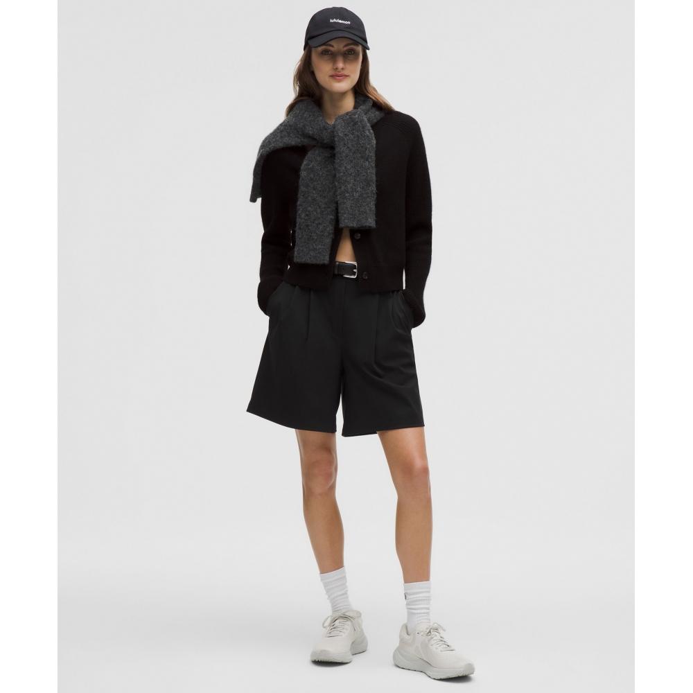 Lullulemon Daydrift Pleated High-Rise Shorts 7Inch Blk