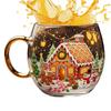 Christmas Transparent Painted Glass Mug 300ml Christmas Theme Coffee Cup Stocking Stuffer Coffee Mug For Hot Cocoa Latte
