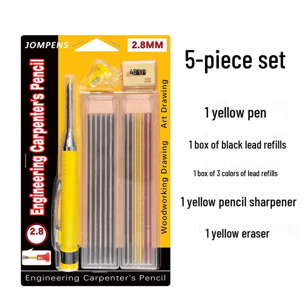 Professional Long-Head Metal Woodworking Pencil with 2.8mm Graphite Lead