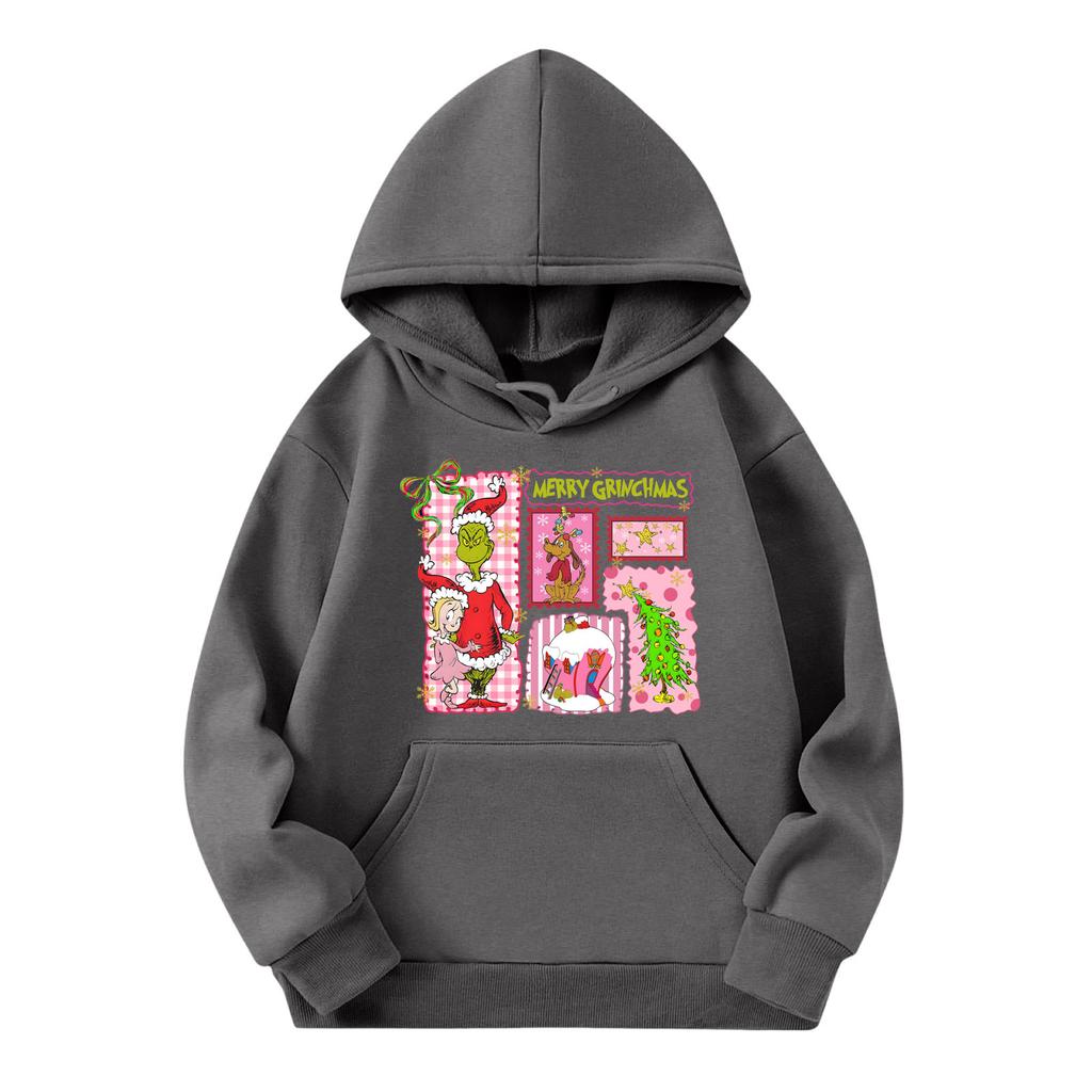 Child Fashion Lightweight Long Sleeve Pullover With Pockets  Print Hoodie