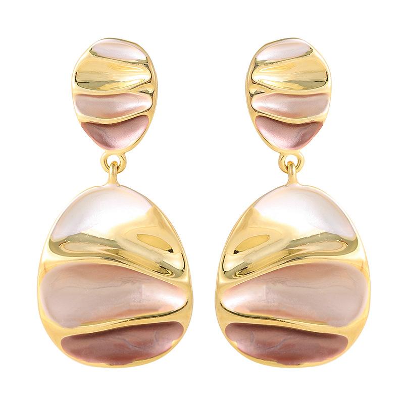 Real Gold Electroplating Fashion Personalized Paint Irregular Geometric Round Earrings Light Luxury High-end Earrings