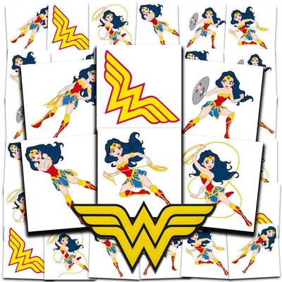 Wonder Woman Tattoo Party Gift Bundle ~ 72 Perforated Individual 5.1 X 5.1cm Temporary Kids Boys Girls (Wonder Supplies) 180377