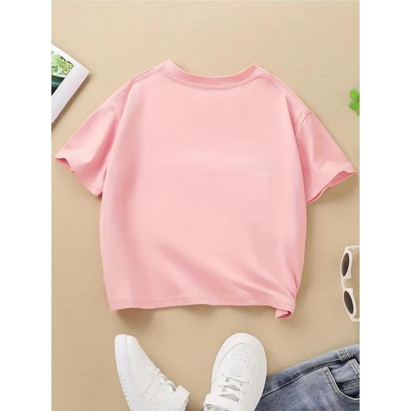 Boys Summer Crew Neck Short Sleeve T-Shirt with Cartoon Hockey Player Print
