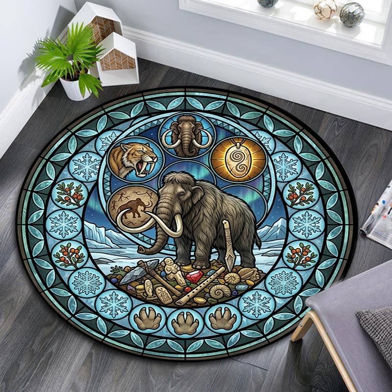 Bear Nature Harmony Round Area Rug Under Office Chairs Bedroom Living Room Home Decor